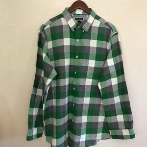 Club Room Green and White Plaid Casual Shirt